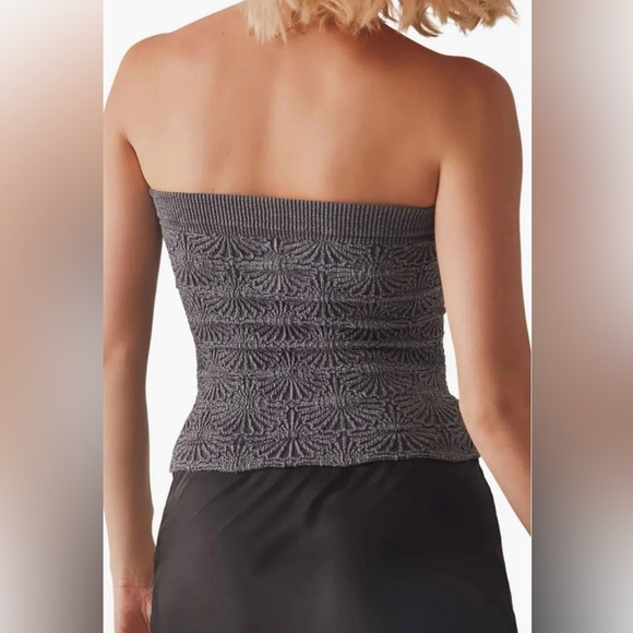 Free People Love Letter Jacquard Tube Top Olive Green NWT XS/S - Picture 2 of 7